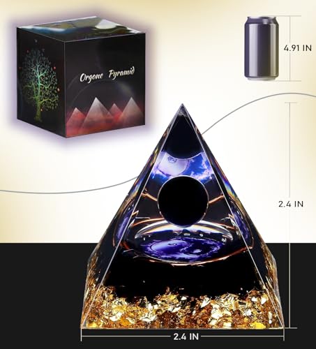 Yin Yang Healing Crystal Orgonite Pyramid - Tai Chi with Obsidian Ball - Taiji Reiki Chakra Meditation